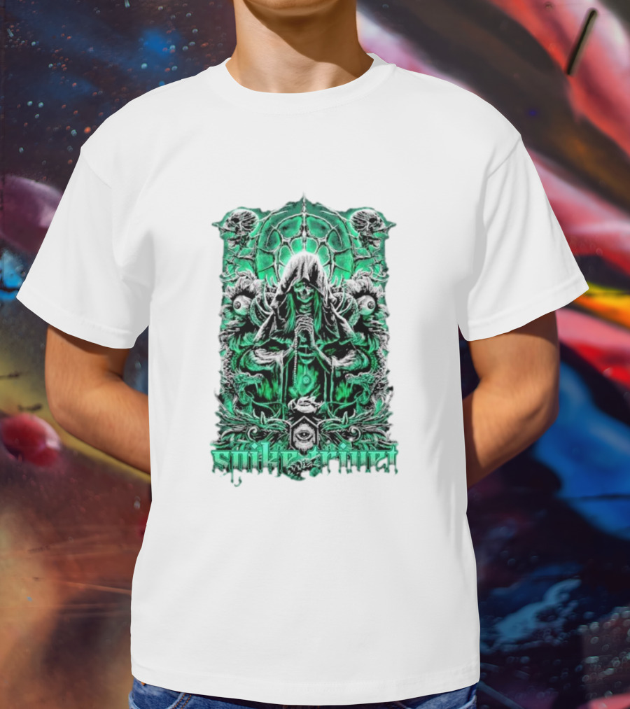 Soul Taker Spike Trivet Green Hooded Figure With Ornate Gothic T-Shirt