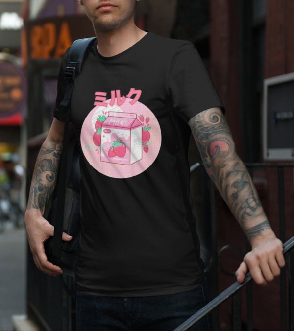 Strawberry Pink Milk Carton 90s ミルク Online Store T-Shirt