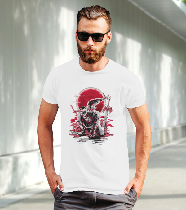 Wax And Wane Paulo Gazola Blood Moon Warrior Blade T-Shirt
