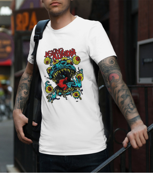 Asking Alexandria Eyeball Monster With Multiple Eyes And Fanged Mouth T-Shirt