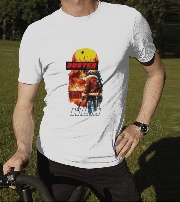 Dusted Miami Burnine Hlm Flame Skull Pilot Jacket Guns T-Shirt