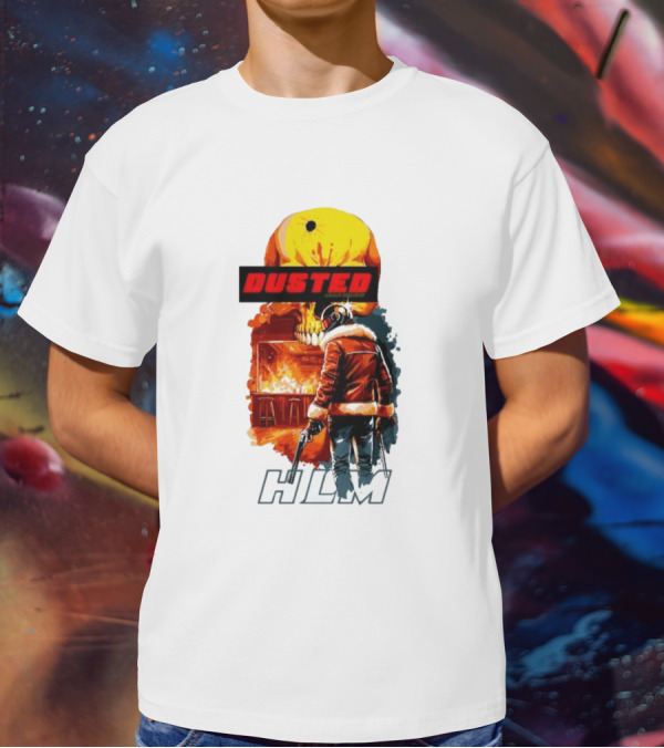 Dusted Miami Burnine Hlm Flame Skull Pilot Jacket Guns T-Shirt