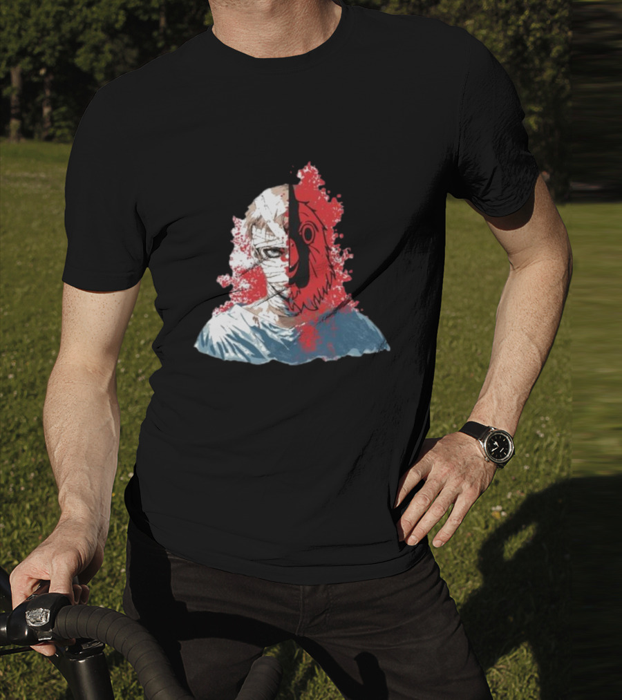 Hospital Jacket Escape Graphic Red Splatter Masked Face T-Shirt
