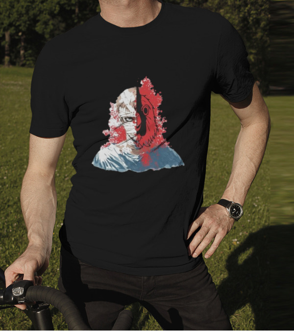 Hospital Jacket Escape Graphic Red Splatter Masked Face T-Shirt