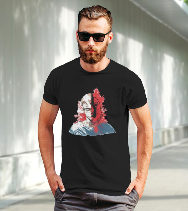 Hospital Jacket Escape Graphic Red Splatter Masked Face T-Shirt