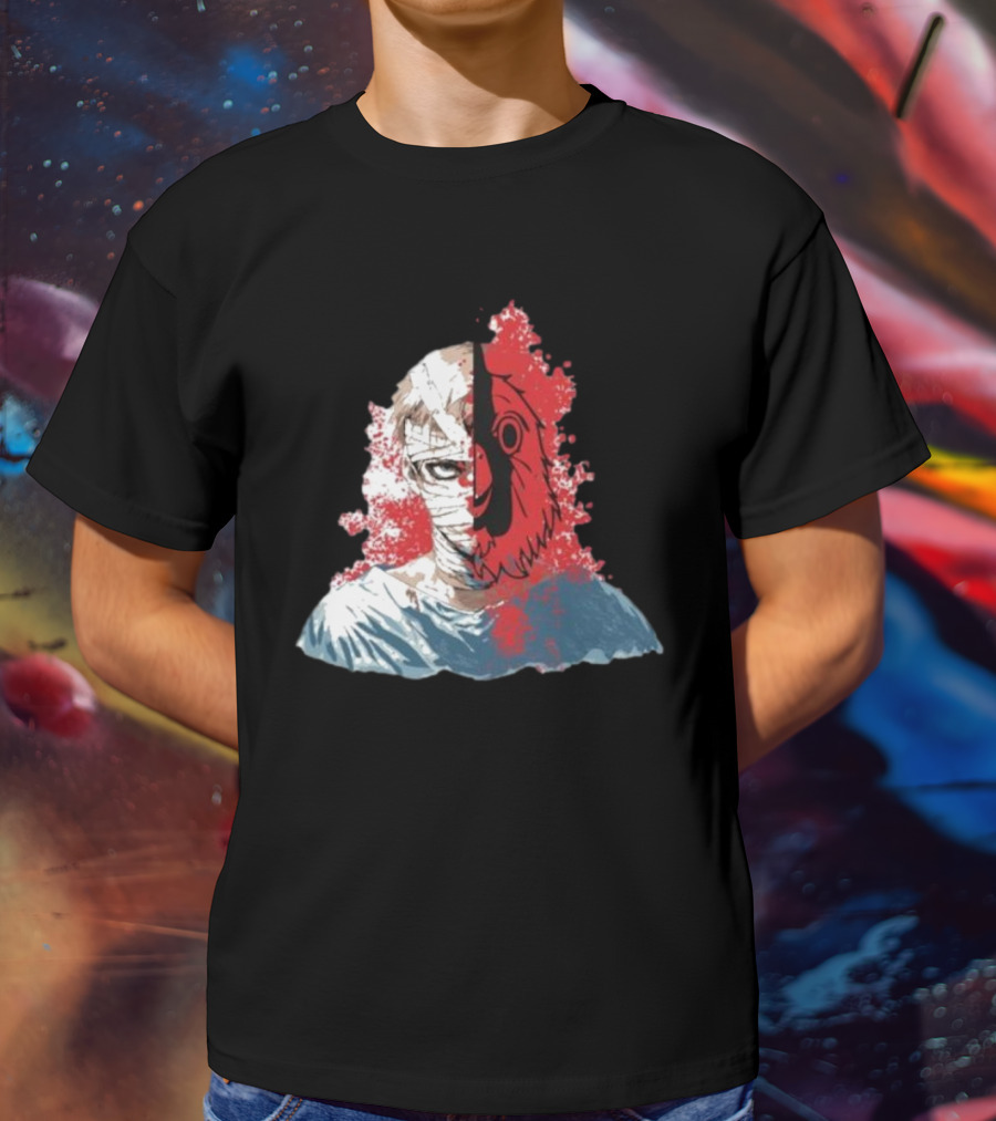 Hospital Jacket Escape Graphic Red Splatter Masked Face T-Shirt