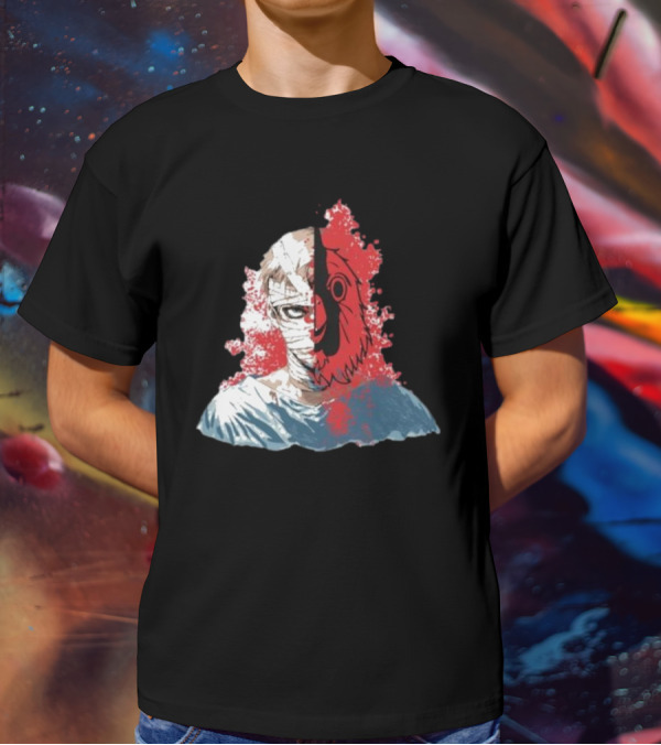 Hospital Jacket Escape Graphic Red Splatter Masked Face T-Shirt