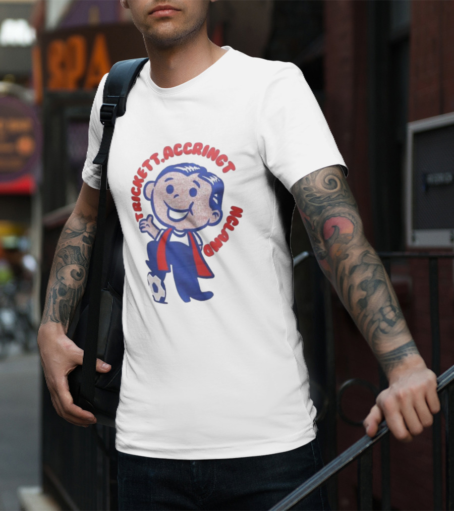 Trickett Accrington England Soccer Boy Cartoon Character T-Shirt