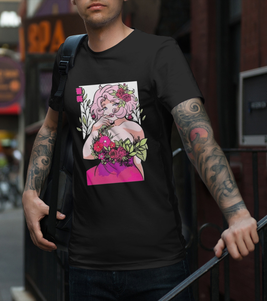 Ph1lza Game Supp Floral Anime Character T-Shirt