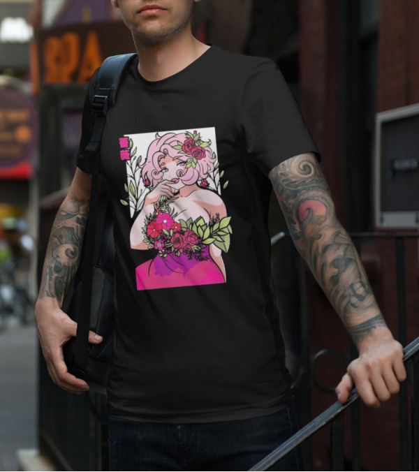 Ph1lza Game Supp Floral Anime Character T-Shirt