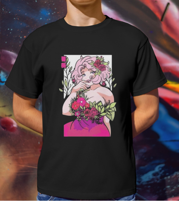 Ph1lza Game Supp Floral Anime Character T-Shirt