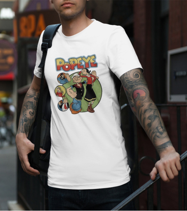 Popeye And Olive Oyl Cartoon Characters Sailor Spinach Classic Animation T-Shirt