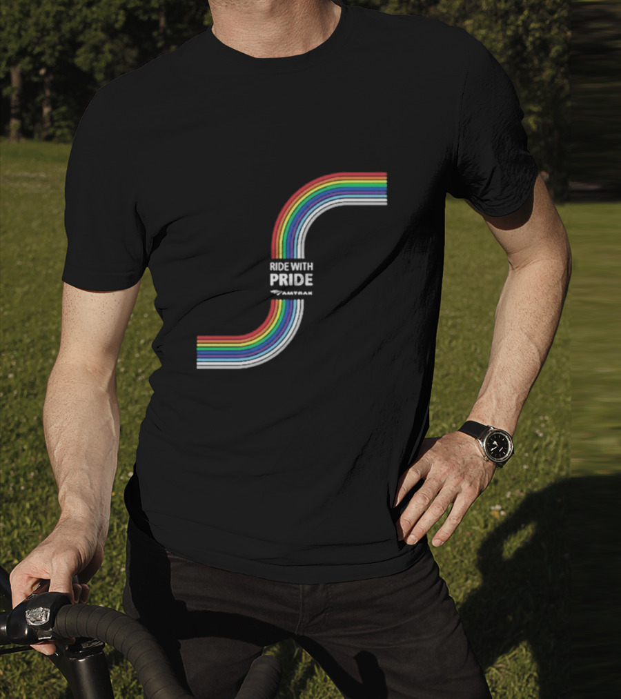 Ride With Pride Amtrak Rainbow Curve T-Shirt