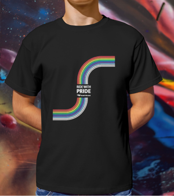 Ride With Pride Amtrak Rainbow Curve T-Shirt