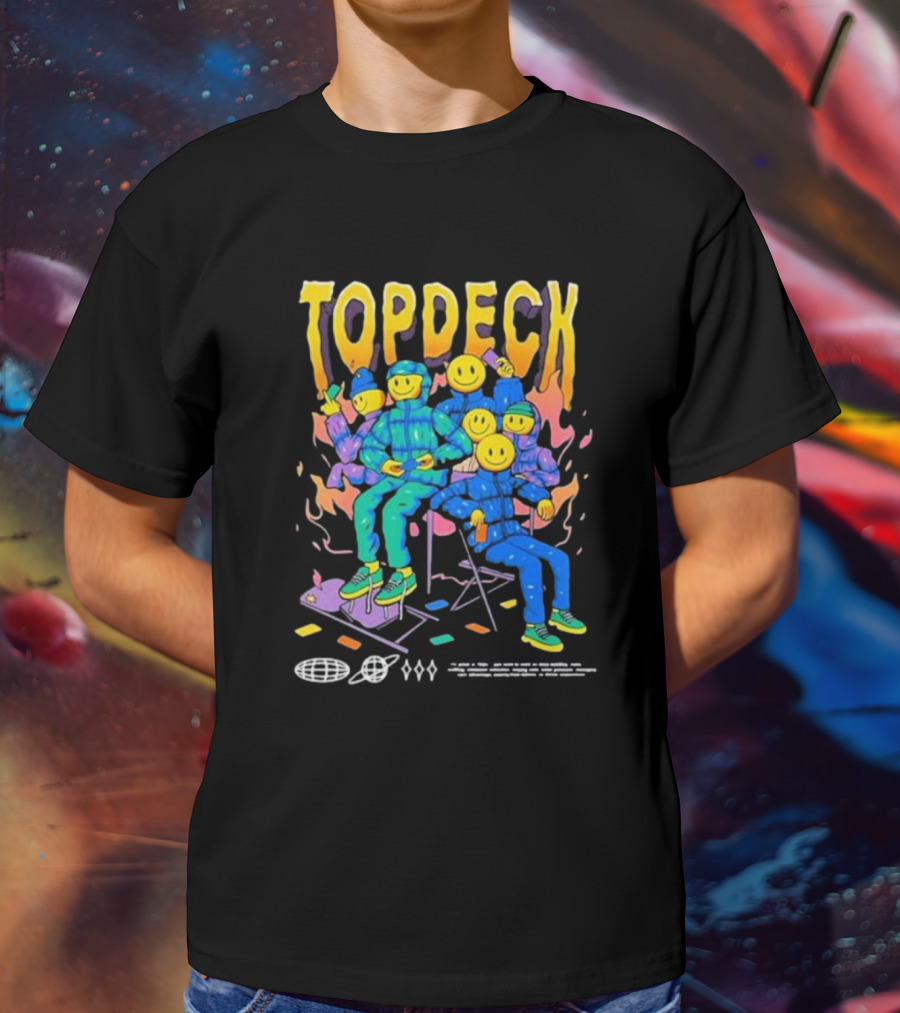 TOPDECK Smiley Squad Vibrant Characters With Musical Vibes T-Shirt