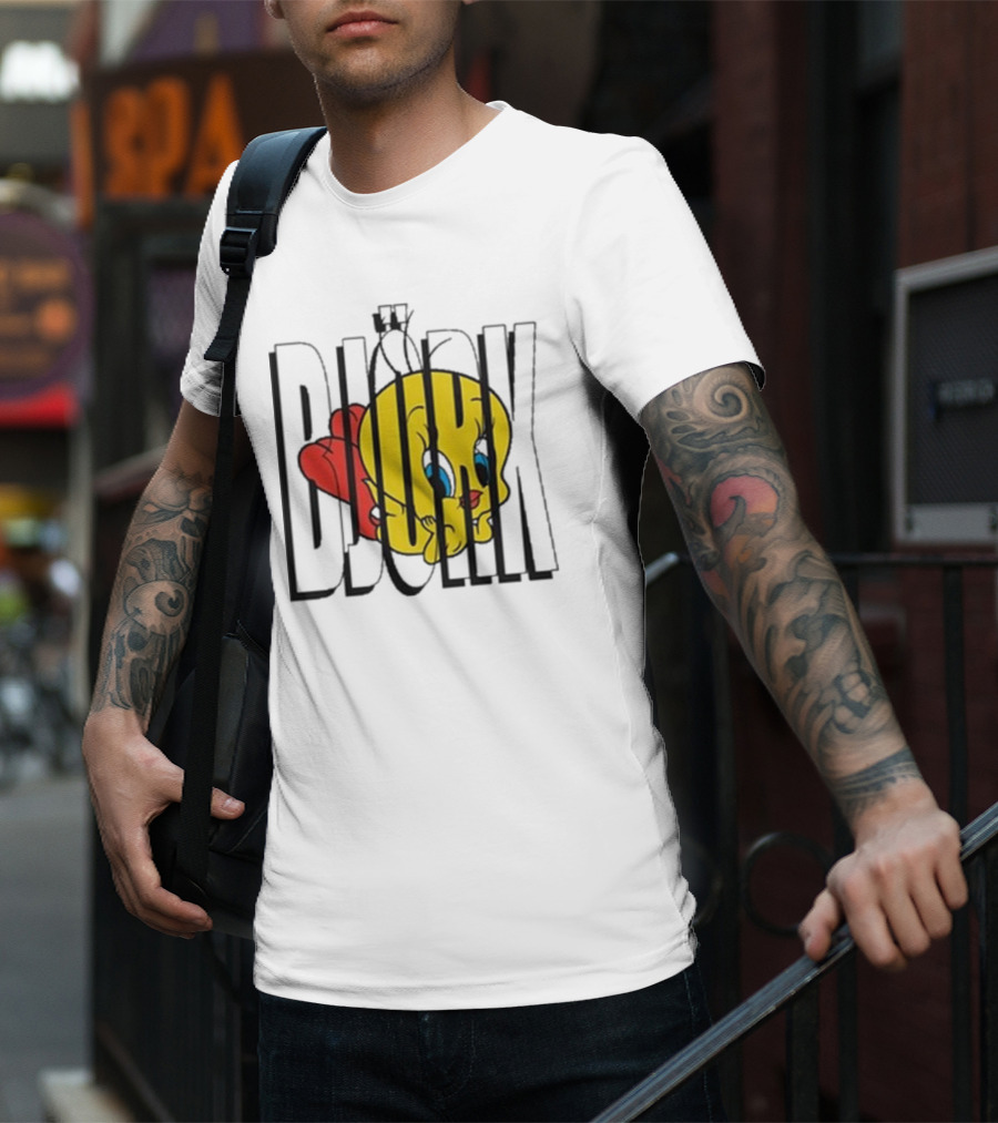 Lxix Apparel Tweety Bjork Bold Cartoon Contrast T-Shirt