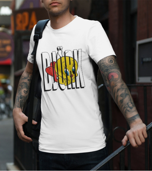 Lxix Apparel Tweety Bjork Bold Cartoon Contrast T-Shirt