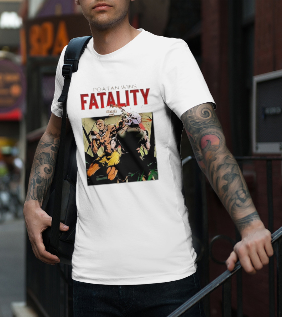 Poatan Wins Fatality Comic Style Fight Scene T-Shirt
