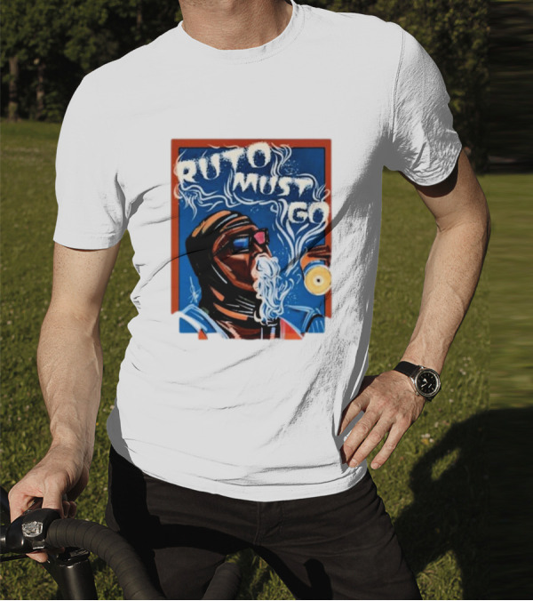 Ruto Must Go Bold Illustration With Smoking Character T-Shirt