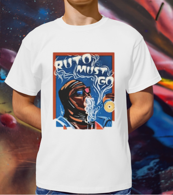 Ruto Must Go Bold Illustration With Smoking Character T-Shirt