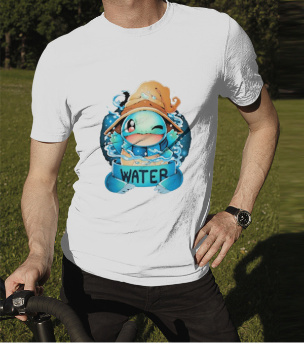 Squirtle Wizard Water Winking Blue Hat T-Shirt
