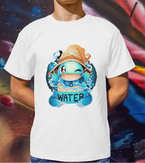 Squirtle Wizard Water Winking Blue Hat T-Shirt