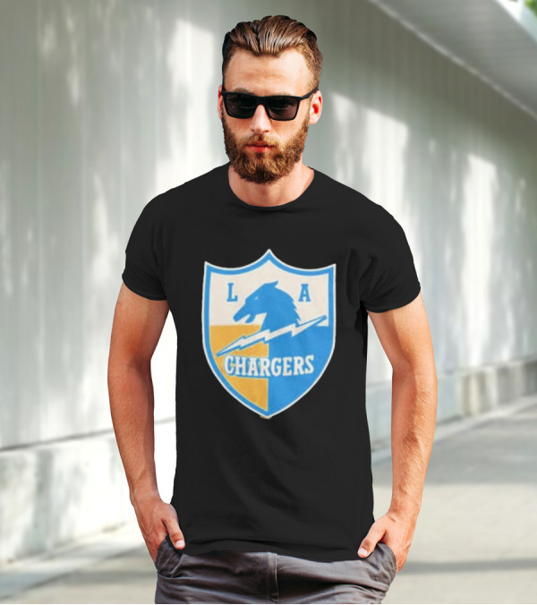 Los Angeles Chargers 1961 Vintage Logo Shield With Horse And Bolt T-Shirt