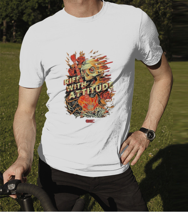 Nuclear Blast Records Riff With Attitude Skull Guitar Roses T-Shirt