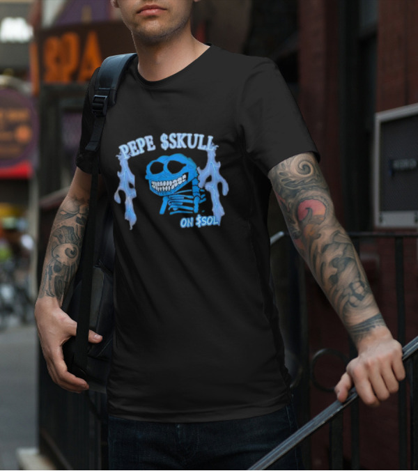 PEPE SKULL ON SOL Thunder Lightning Skeleton T-Shirt