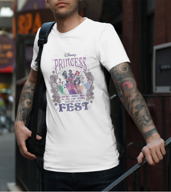 Disney Princess Fest Snow White Cinderella Aurora Ariel Belle Jasmine Pocahontas Mulan Tiana Rapunzel T-Shirt
