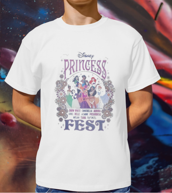 Disney Princess Fest Snow White Cinderella Aurora Ariel Belle Jasmine Pocahontas Mulan Tiana Rapunzel T-Shirt