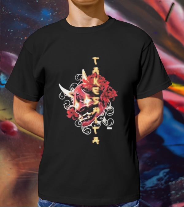 Takeshita Demon Oni Mask Floral ABM T-Shirt