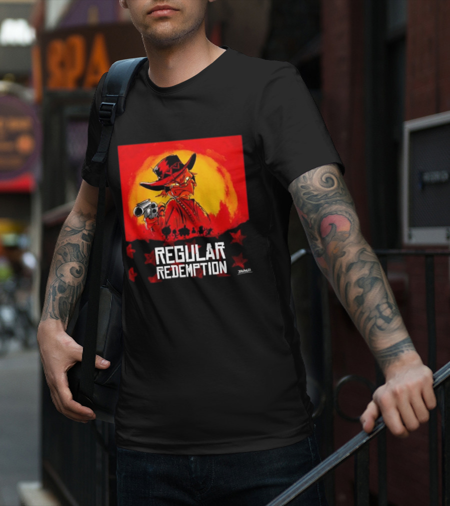 Regular Redemption Cartoon Cowboy Western Gunman T-Shirt