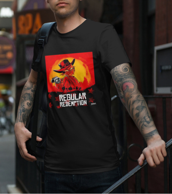 Regular Redemption Cartoon Cowboy Western Gunman T-Shirt