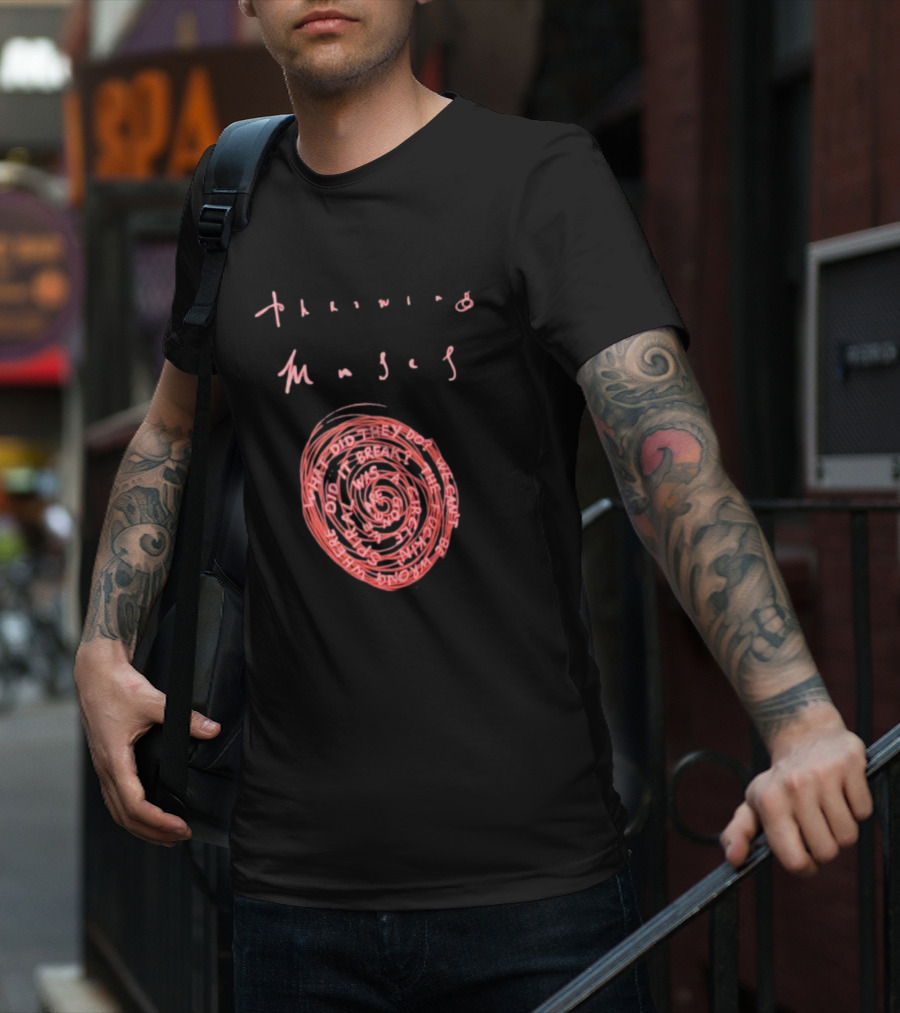 Throwing Muses Snailhead Spiral Text Fluorescent Screen Printed T-Shirt