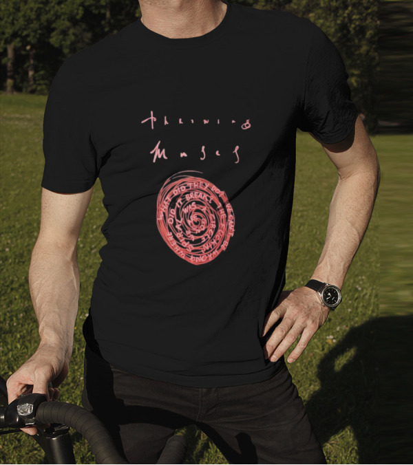 Throwing Muses Snailhead Spiral Text Fluorescent Screen Printed T-Shirt