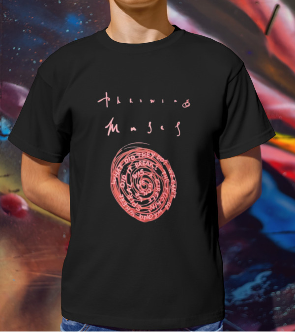 Throwing Muses Snailhead Spiral Text Fluorescent Screen Printed T-Shirt