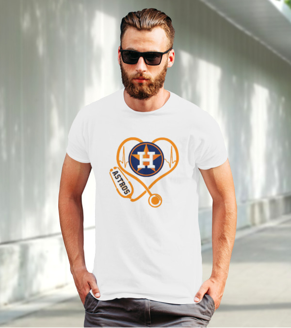 Heartbeat Nurse Love Houston Astros Stethoscope T-Shirt