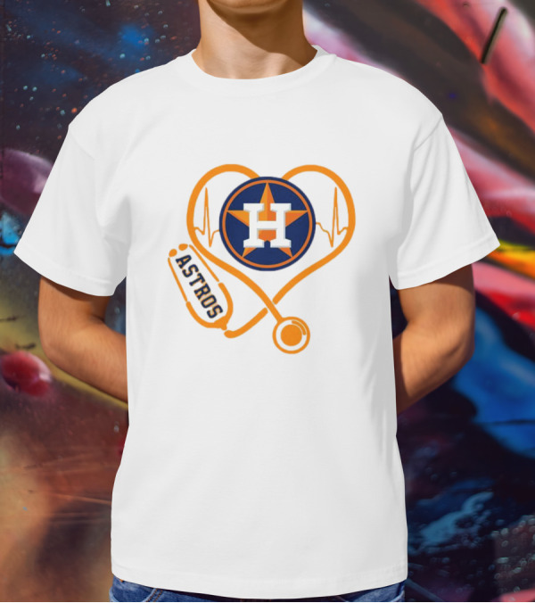 Heartbeat Nurse Love Houston Astros Stethoscope T-Shirt