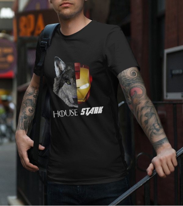 House Stark Iron Man Wolf Helm Stark T-Shirt