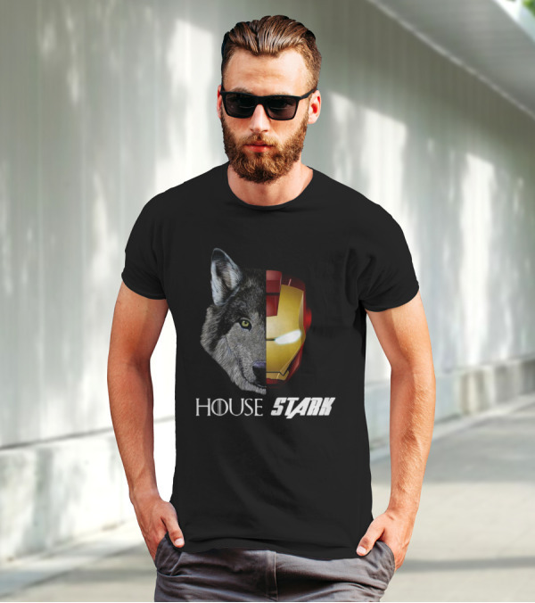 House Stark Iron Man Wolf Helm Stark T-Shirt