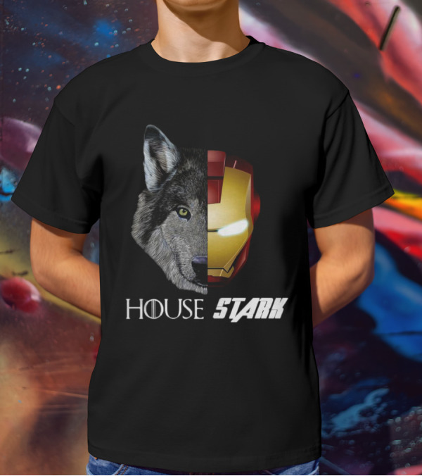 House Stark Iron Man Wolf Helm Stark T-Shirt