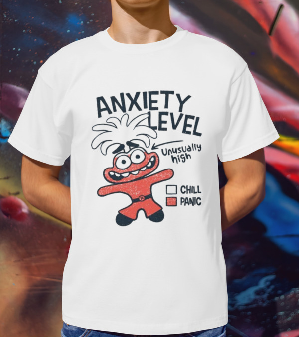 Anxiety Level Unusually High Chill Panic Cartoon Character T-Shirt