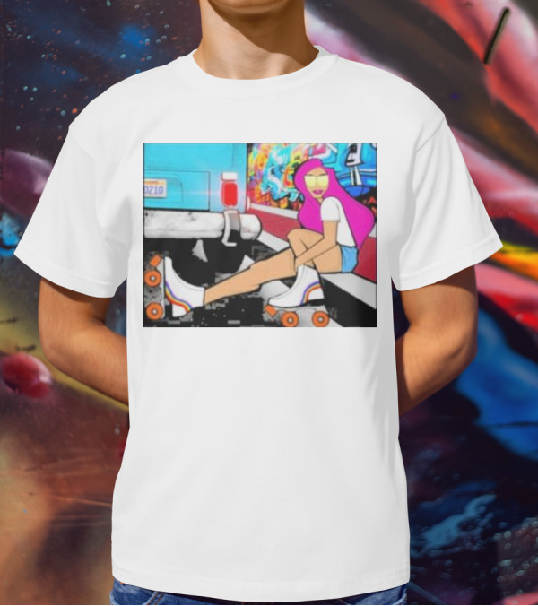Tasha Vibrant Roller Skating Cali Street Art Vibe T-Shirt
