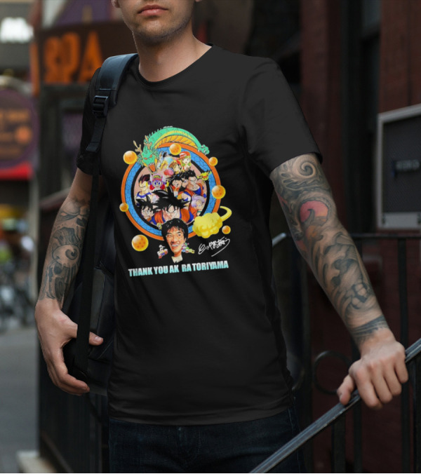 Thank You Akira Toriyama Dragon Ball Characters And Shenron With Dragon Balls T-Shirt