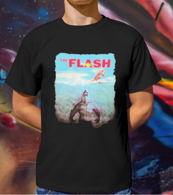 The Flash Running Above King Shark In Ocean T-Shirt
