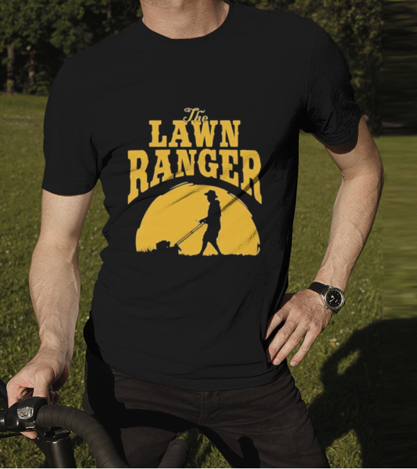 The Lawn Ranger Mower Silhouette Against Setting Sun T-Shirt