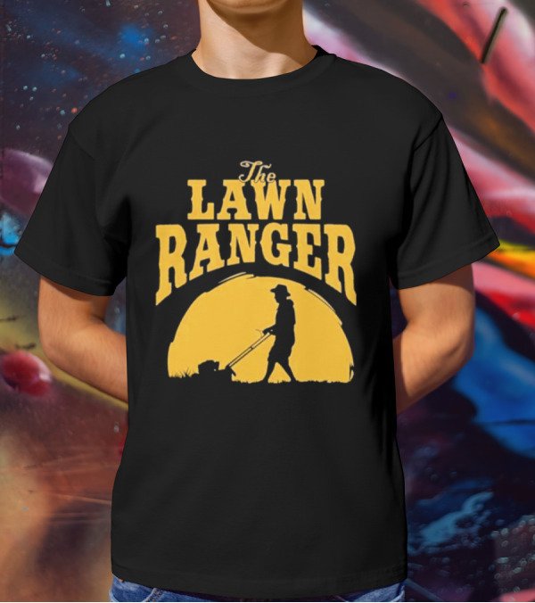 The Lawn Ranger Mower Silhouette Against Setting Sun T-Shirt