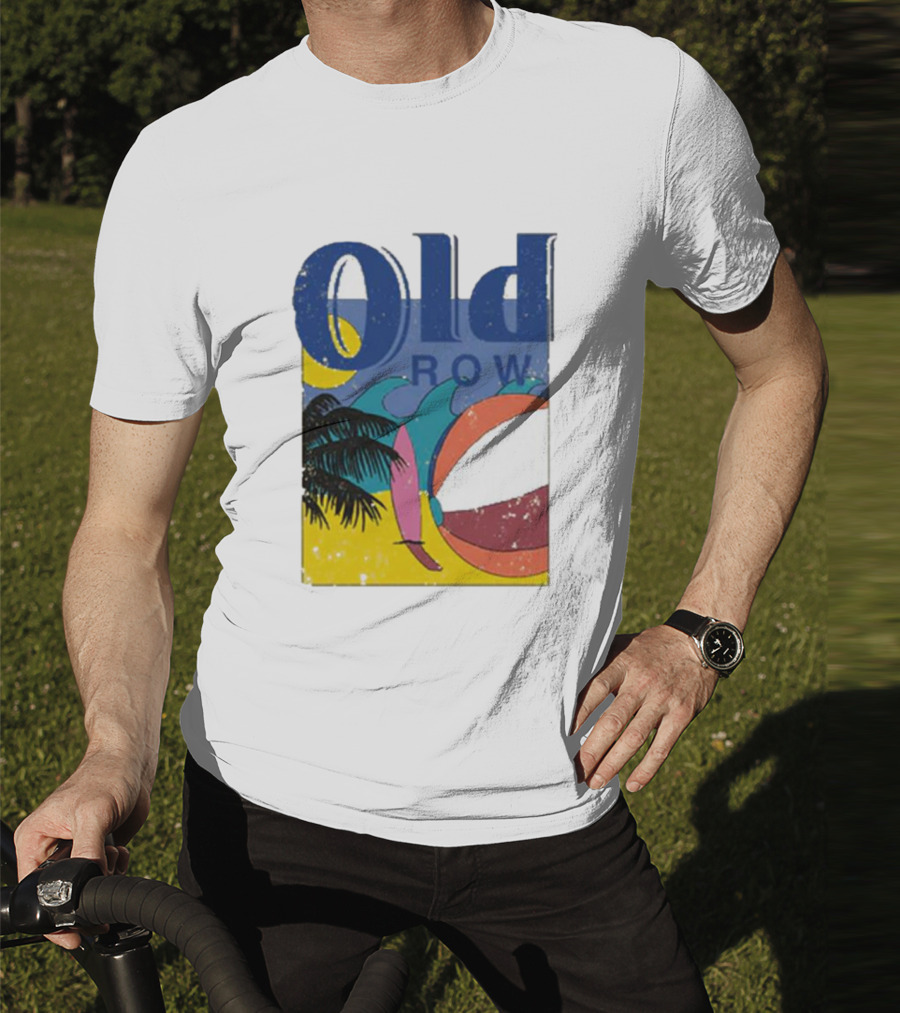 Old Row Beach Scene With Palm Trees And Beach Ball T-Shirt