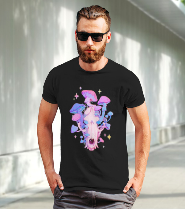 Simkaye Storenvy Magic Raccoon Skull Psychedelic Mushrooms Stars T-Shirt